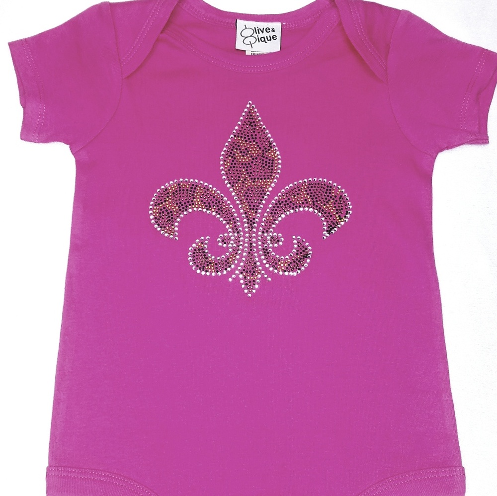 24mos hot pink cheetah print fleur-de-lis ones